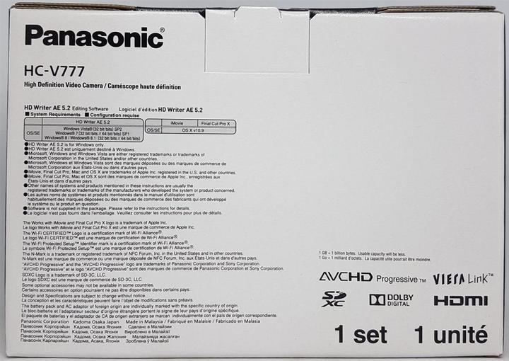 Actual product image Panasonic Hc V777 (12.76 Mpx, 50p, 20 x)