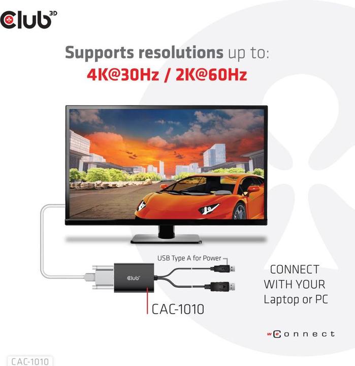 Actual product image Club 3D CAC-1010 DisplayPort to Dual Link DVI-I active adapter (USB, 6.10 cm)