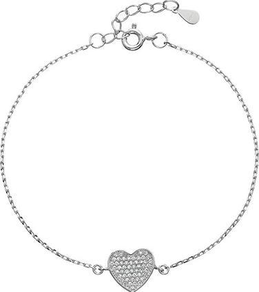 Evolution Group Enamored silver heart bracelet with zircons 13007.1 (L)