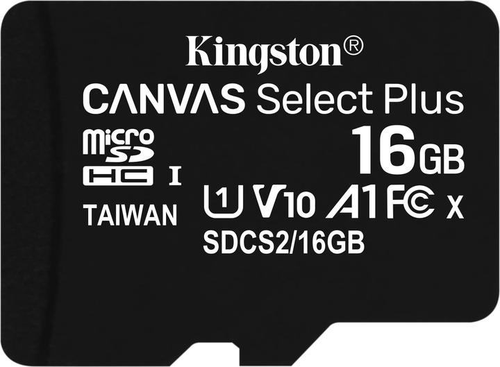 Image du produit Kingston Canvas Select Plus microSD 16GB Multi-Pack of 3 (16 Go, microSDHC, U1, UHS-I)