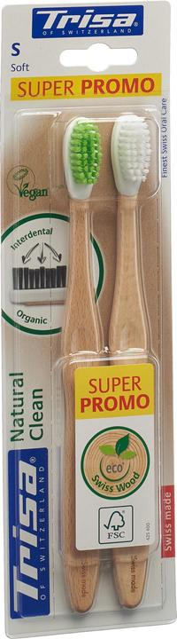 Trisa Natural Clean Holzzahnbürste soft DUO (2 Stk) (Weich, 2 x)