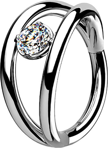 Produktbild Star Piercing Micro Segmentring klappbar silber doppelring mit Kristall (Chirurgenstahl 316L, ohne Messing)