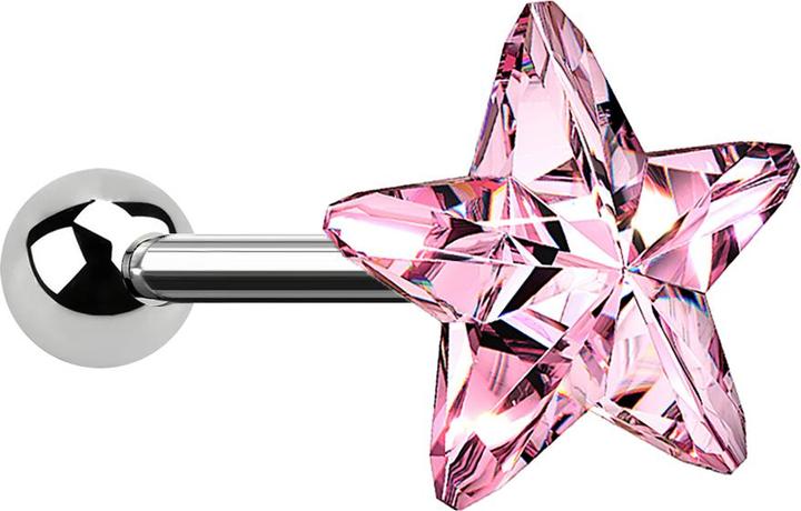Image du produit Star Piercing Micro Barbell silber mit Stern pink (sans laiton, Acier chirurgical 316L)