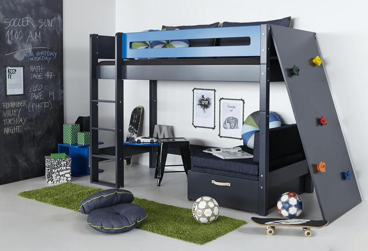 Immagine prodotto Manis-h Manis h ASK Centre Letto a soppalco con rete a doghe Bianco neve Parete da arrampicata (90 x 200 cm)