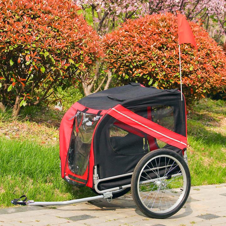 Produktbild Wiltec Hunde Fahrradanhänger Hundeanhänger Fahrrad Hundetransporter rot-schwarz