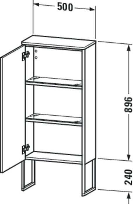 Produktbild Duravit Halbhochschrank XSQUARE 1121x500x236mm Türansch re we hochglanz