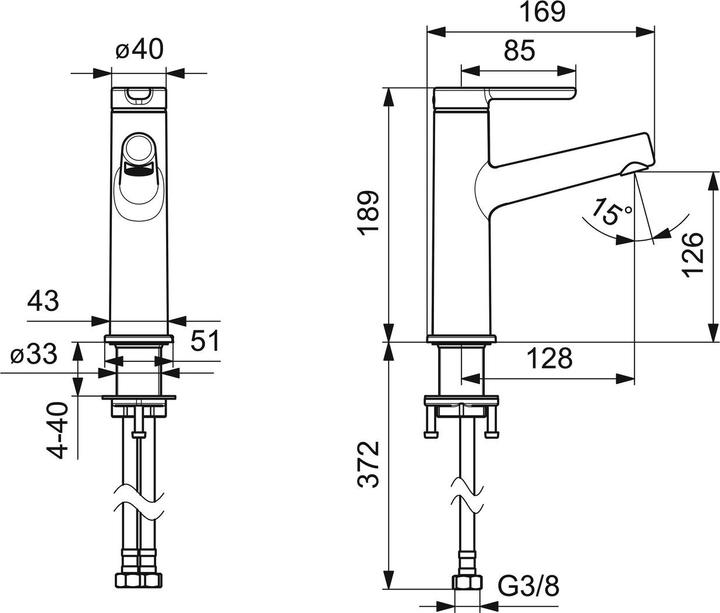 Immagine prodotto Hansa HANSADESIGNO Miscelatore per lavabo, sporgenza 128 mm, senza scarico, 51882283