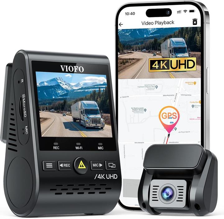 Productafbeelding Viofo A129 Pro 2CH Duo 4K Wifi GPS - Hoogwaardige dashcam voor in de auto (GPS-ontvanger, WiFi, Ingebouwd display, Ingebouwde microfoon, 4K)
