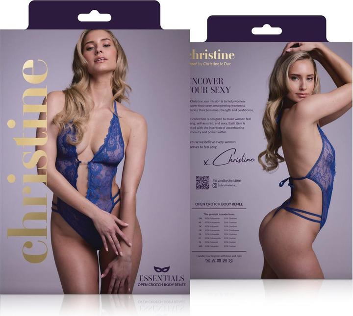 Produktbild Christine Le Duc Spitze Body mit offenem Schritt Renee blau (S, M)