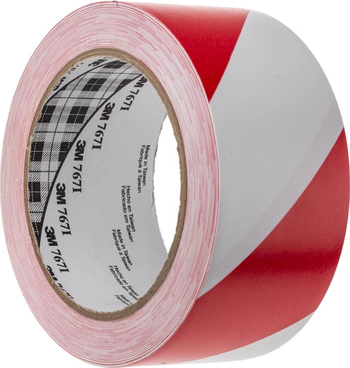 Image du produit 3M Scotch 767 Ruban de marquage en vinyle rouge, blanc Ruban de marquage au sol, épaisseur 0,13 mm, 50 (50 mm)