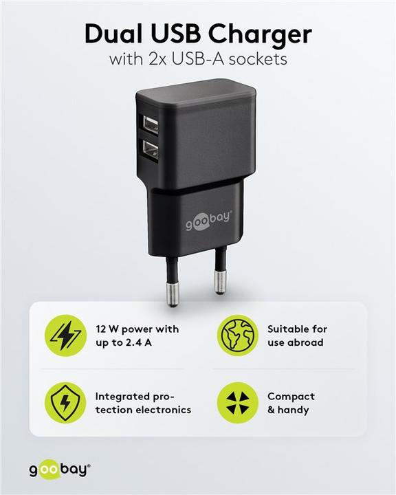 Image du produit Goobay Double chargeur USB A (12 W)