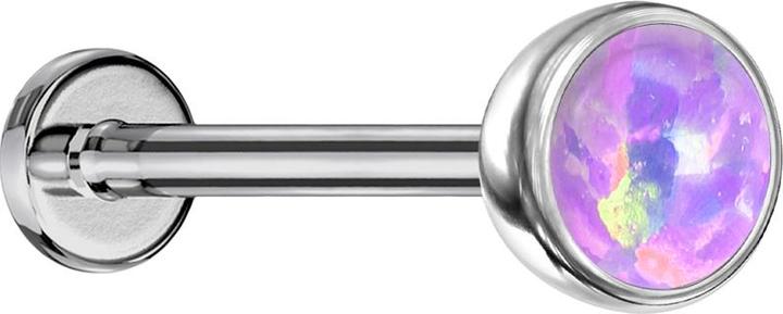 Image du produit Star Piercing Micro Threadless Labret argent demi-sphère avec opale violette (Titane G23, sans laiton)