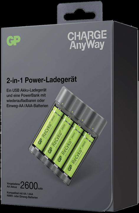 Produktbild GP Batteries CHARGE AnyWay 3in1 Ladegerät & Powerbank (2600 mAh, 12.50 Wh)