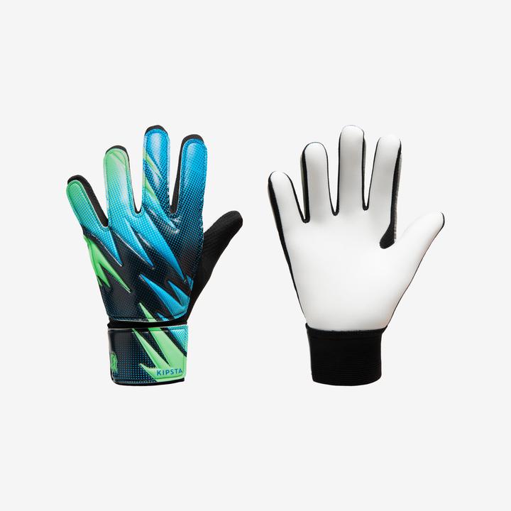 Actual product image Kipsta Kids' resistant gloves First Blue/green (6)