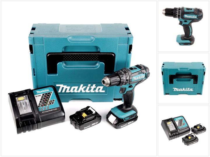 Actual product image Makita DHP 482 RAJ Battery impact drill 18 V 62 Nm + 2x battery 2.0 Ah + charger + Makpac (Rechargeable battery operated)