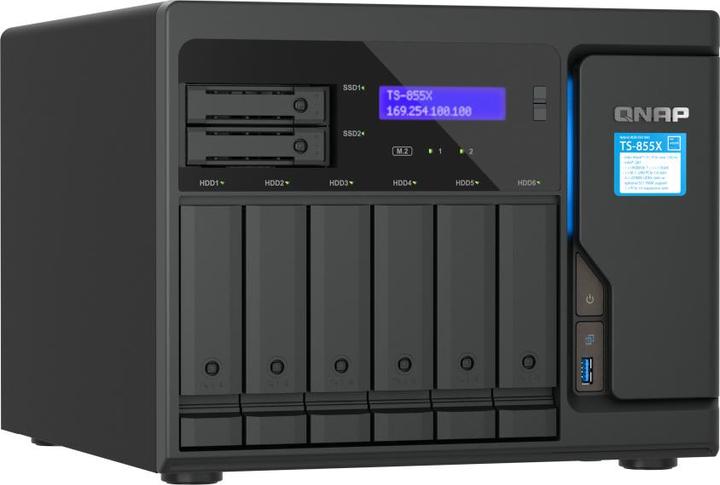 Produktbild QNAP 8-Bay NAS Intel Atom C5125 8-core/8-thread 2.8GHz processor 8 GB UDIMM DDR4 non-ECC (1 x 8GB) 4x UDI