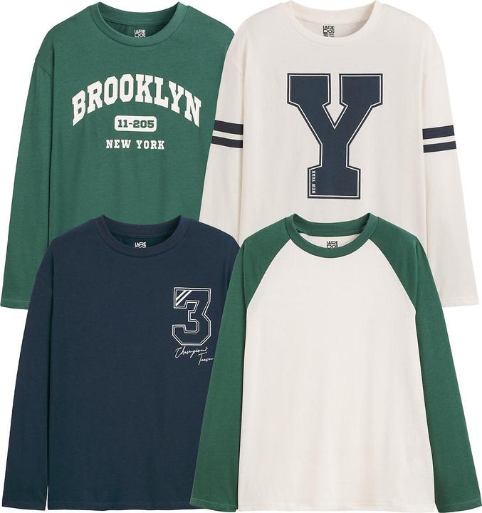 Produktbild La Redoute Collections 4er-Pack Langarm-Shirts im Campus-Look (128)