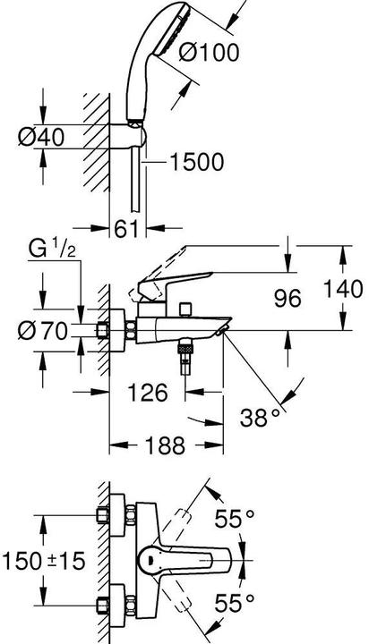 Image du produit Grohe Badewannenarmatur Set Start 1/2
