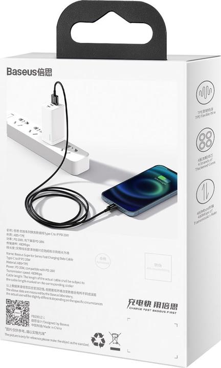 Image du produit Baseus Superior Series Cable USB to iP 2.4A 2m (black) (2 m, USB 2.0)
