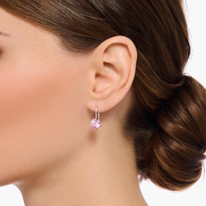 Produktbild Thomas Sabo Ohrhänger mit grossem, pinkfarbenem Zirkonia Silber (925er Silber)