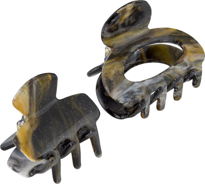 Trisa Hair - Marbled hair clips, grey gold (2 Stk.)