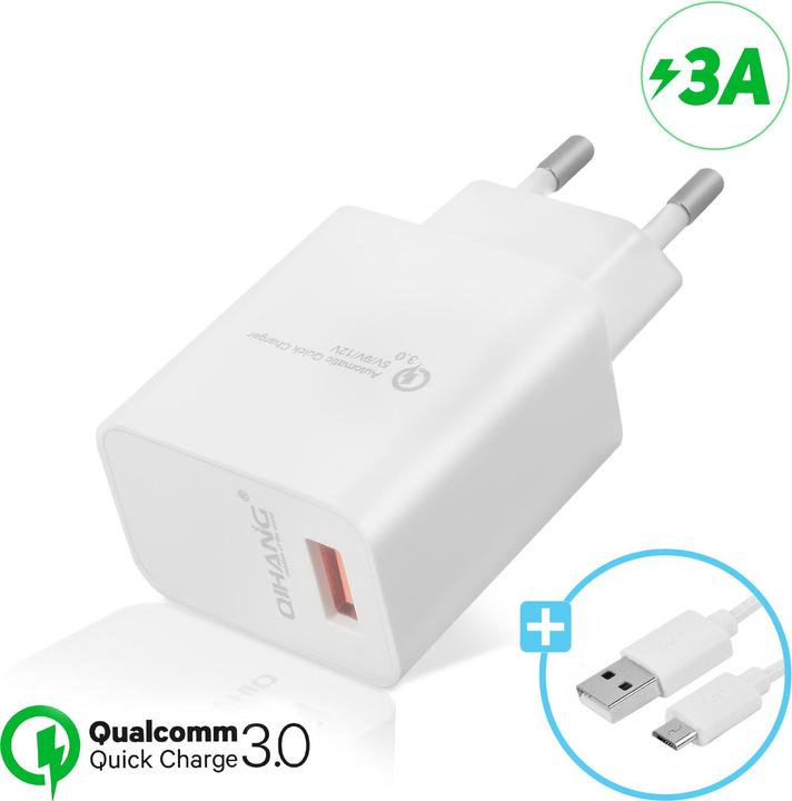 Avizar Qualcomm Quick Charge 3.0 3A Power Adapter + Micro USB Cable (18 W)