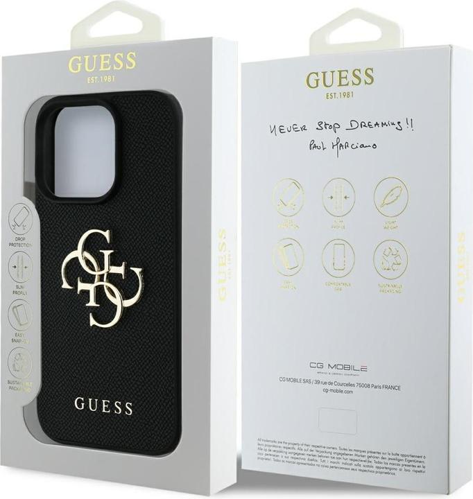 Image du produit Guess Hardcase PU Grained Big 4G and Classic Logo Case for iPhone 16 Pro 6,3" Black (Apple iPhone 16 Pro)