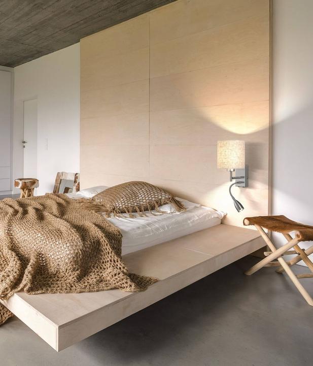 Produktbild Fischer & Honsel Honsel Dreamer Wandleuchte E27 Lesearm schaltbar Stoffschirm sandfarben Leinen nickel 3031