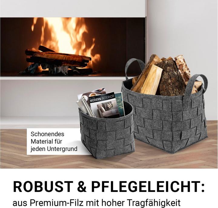 Produktbild N8werk Aufbewahrungskorb Filz 40 cm Dunkelgrau (1 x, 40 cm)