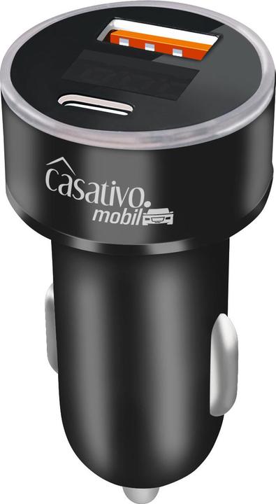 Image du produit Casativo Kfz-USB-Ladegerät, Digitale Spannungsanzeige, USB-C PD/QC & USB-A, 38 W