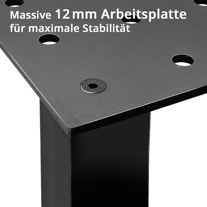 Immagine prodotto Stahlwerk Tavolo da saldatura kit fai da te piano di lavoro pesante da 12 mm in acciaio S355 (80 cm, 120 cm)