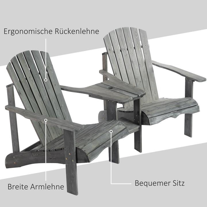 Actual product image Outsunny Garden Bench with Table and Umbrella Hole