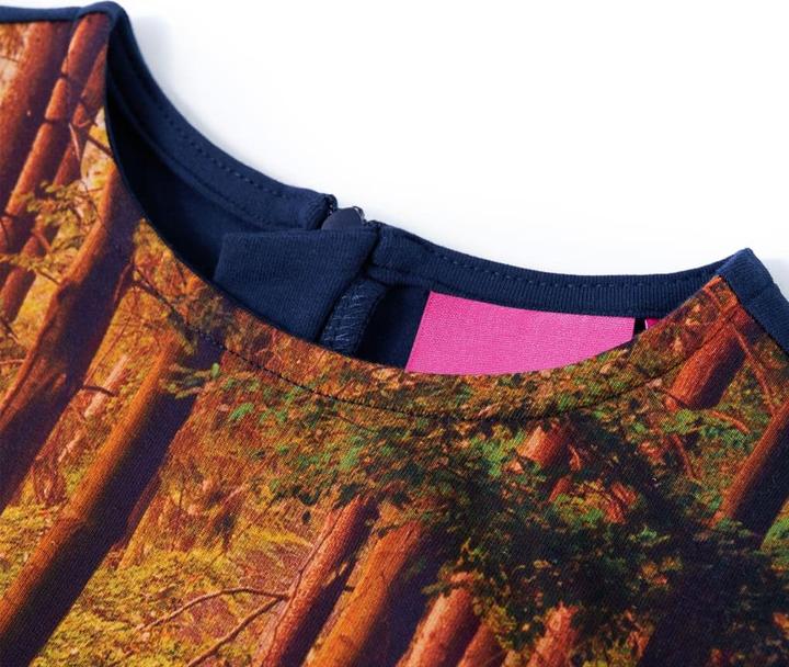 Actual product image VidaXL Children's dress with long sleeves navy blue 128,Material of the (128)