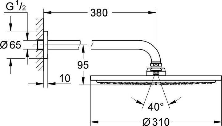 Produktbild Grohe Kopfbrause Set Rainshower Cosmopolitan 310 26066GL0 31 cm inkl. Brausearm 38 cm cool sunris (9 l/min)