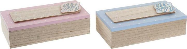 DKD Home Decor Dekorative Box natürlich Aluminium Holz MDF 22 x 6 x 9 cm (2 Stück) (1 Stück)