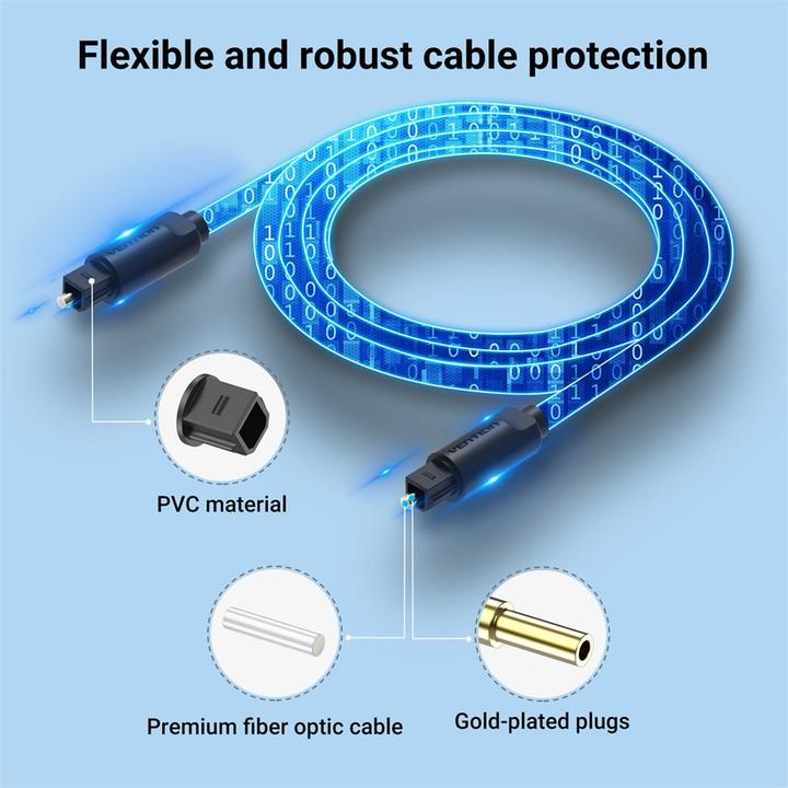 Immagine prodotto Vention Cavo audio in fibra ottica Toslink, ST-ST, nero - 2 m (2 m, Ottico)