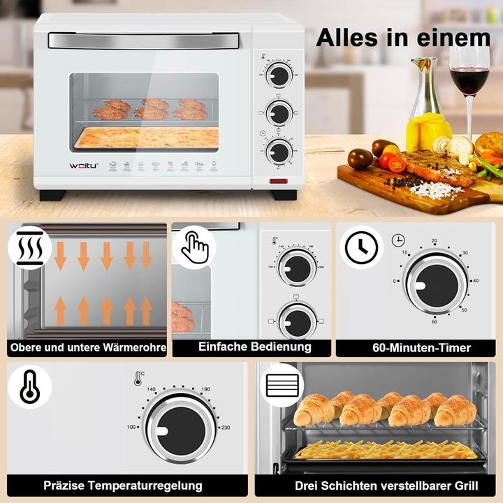 Actual product image Woltu Mini Backofen 20 Liter Weiss