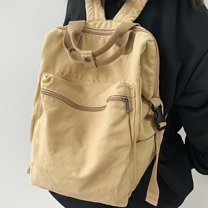 Immagine prodotto Only-Bags.Store Grande zaino in tela casual, borsa a telaio in tinta unita con scomparti multipli, perfetta per