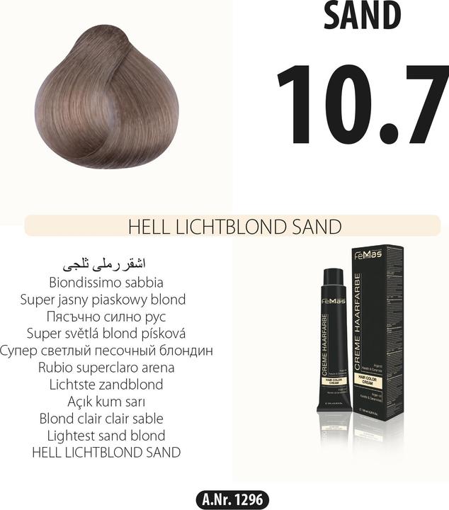 Produktbild FemMas 10.7) Haarfarbe Hell Lichtblond Sand 100ml (Hell Lichtblond Sand)