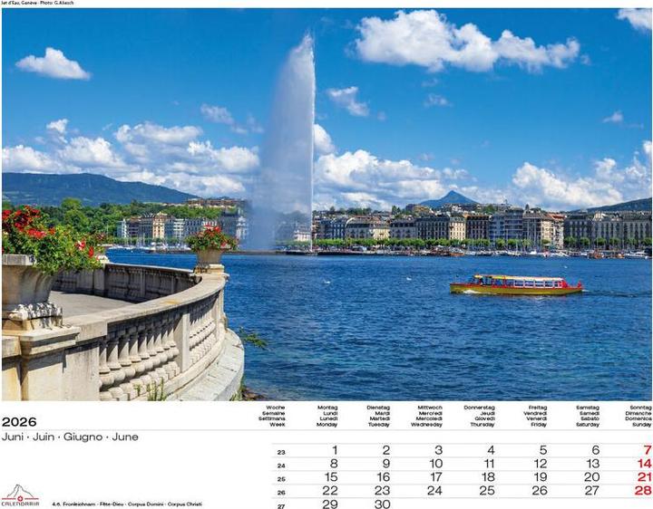 Produktbild Schweiz-Suisse-Svizzera-Switzerland 2026 (40 x 31 cm, Harter Einband, Französisch, Deutsch)