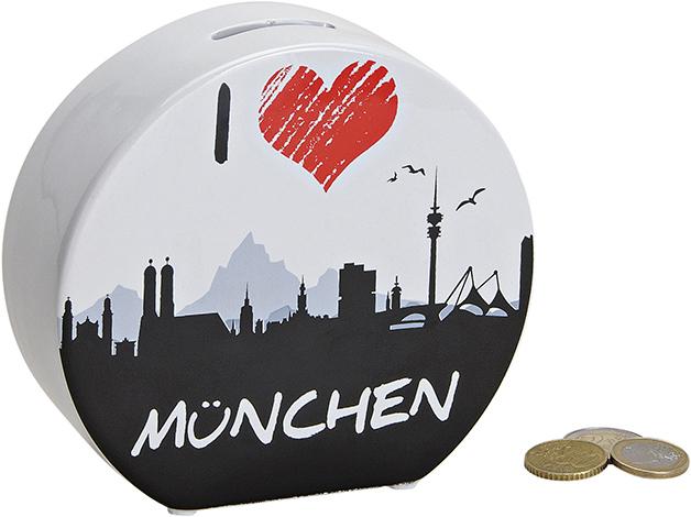 Produktbild G. Wurm Spardose München aus Keramik Weiss (B/H/T) 14x13x5cm