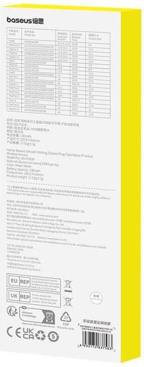 Image du produit Baseus Stylet actif Smooth Writing Series avec chargement sans fil, lightning (Blanc)