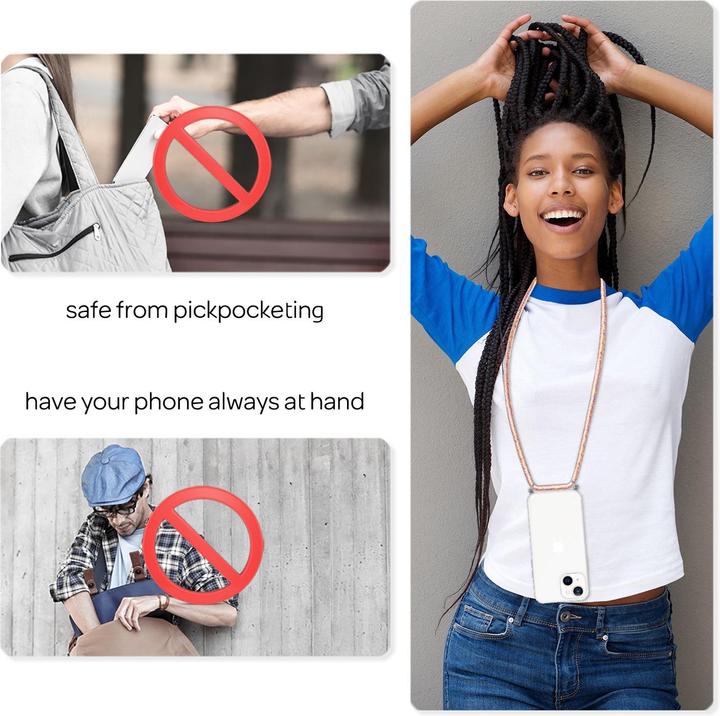 Actual product image Nalia Clear cover with chain to hang around