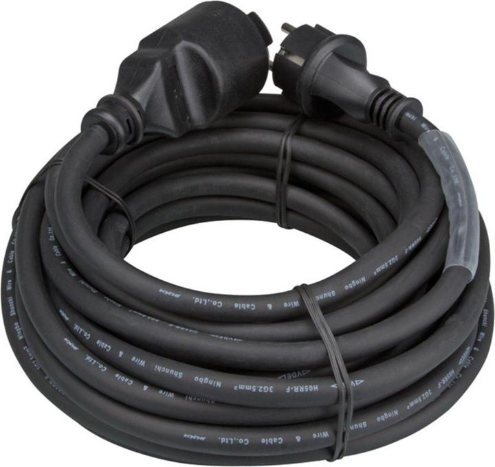 HQ Power CAVO DI ESTENSIONE IN GOMMA CON TUBO - 3G2.5 - 20 m - SPINA TIPO E (SISTEMA FRANCESE) (20 m, CEE 7/5)