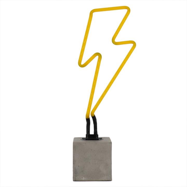 Produktbild Locomocean Glas Neon Tischlampe mit Betonsockel - Blitz