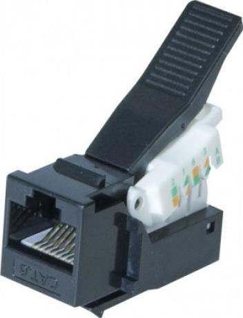 Actual product image Exertis Connect RJ45 socket, Cat. 6, UTP, Keystone, black For installation in module racks, data sockets or (Keystone module)