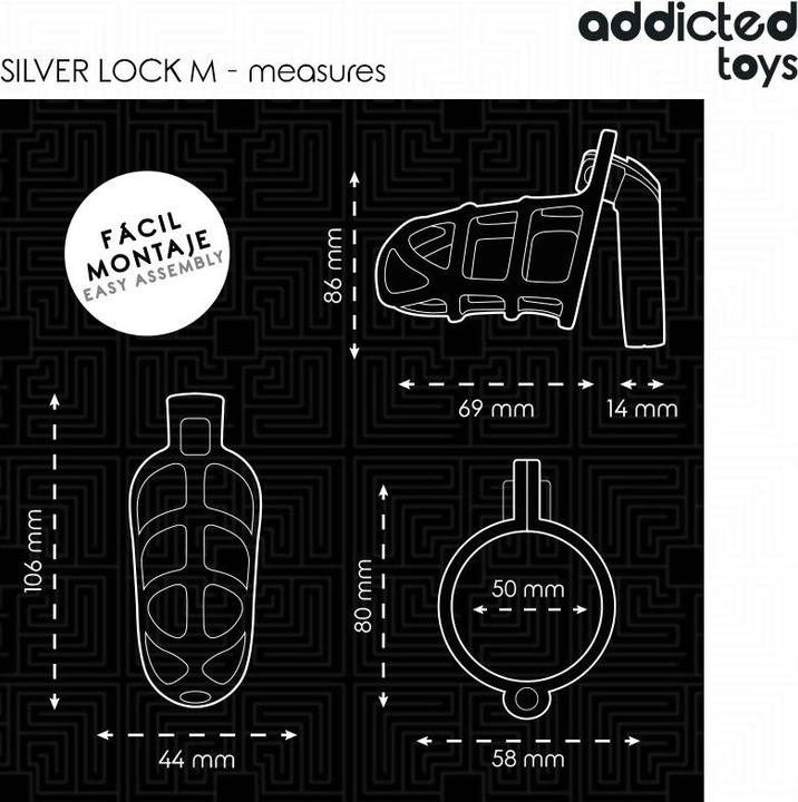 Actual product image Addicted toys Locked - Silbernes Schloss Peniskã„Fig Metall Grã–Sse M