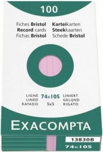 Image du produit Exacompta Fiches lignées roses, 100 (A7, 205 g/m², 100 x)