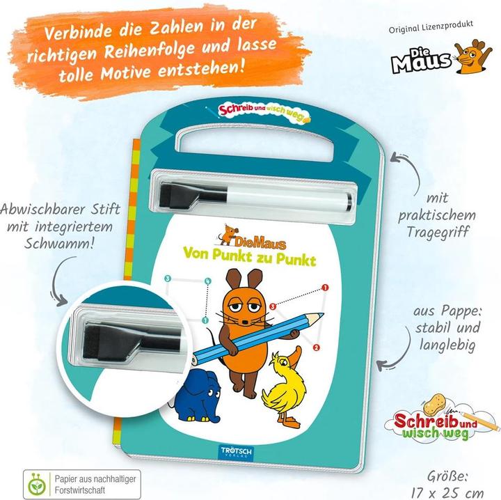 Actual product image Write and Wipe Away From Dot To Dot The Mouse multicoloured