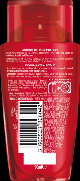 Produktbild L'Oréal Paris Elseve Color-Vive Pflegeshampoo Mini-Format (90 ml, Flüssiges Shampoo)